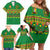 Custom Cameroon Football Family Matching Off Shoulder Short Dress and Hawaiian Shirt Tribal Motifs Green Color - Wonder Print Shop
