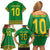 Custom Cameroon Football Family Matching Off Shoulder Short Dress and Hawaiian Shirt Tribal Motifs Green Color - Wonder Print Shop