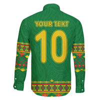 Custom Cameroon Football Family Matching Off Shoulder Short Dress and Hawaiian Shirt Tribal Motifs Green Color - Wonder Print Shop