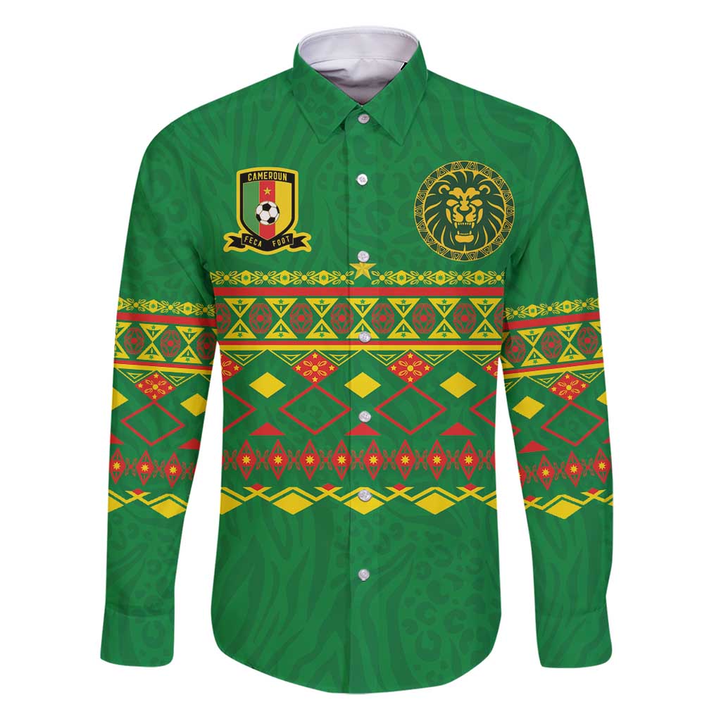 Custom Cameroon Football Family Matching Puletasi and Hawaiian Shirt Tribal Motifs Green Color - Wonder Print Shop