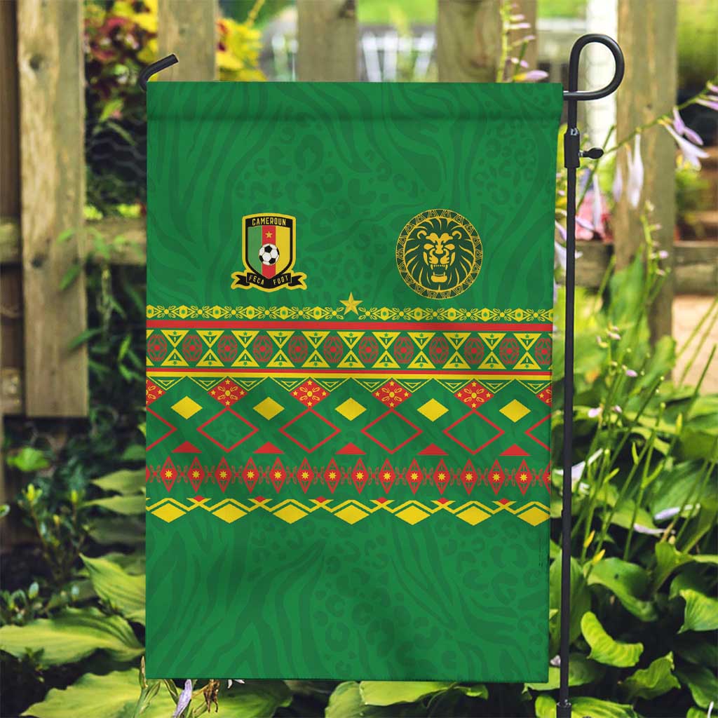 Cameroon Football Garden Flag Tribal Motifs Green Color - Wonder Print Shop