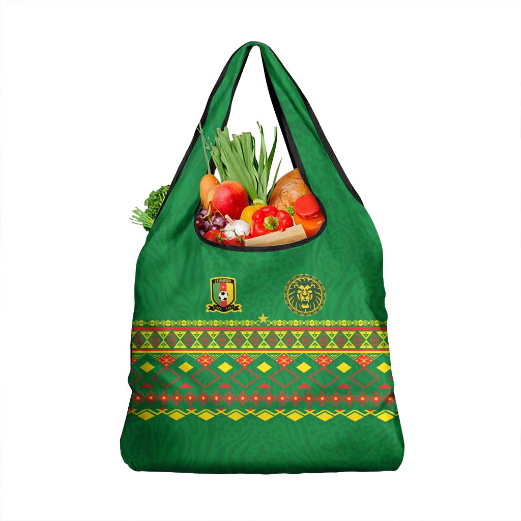 Cameroon Football Grocery Bag Tribal Motifs Green Color - Wonder Print Shop