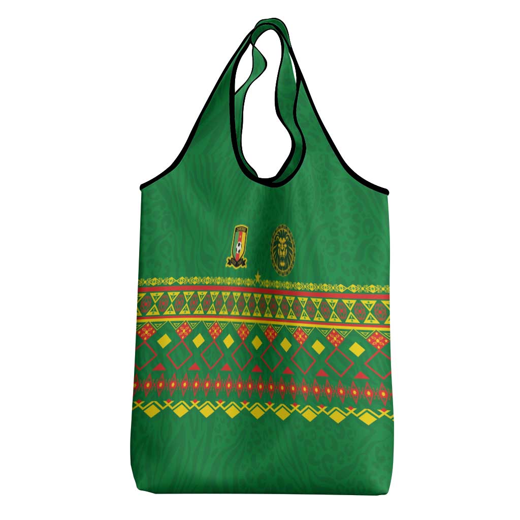Cameroon Football Grocery Bag Tribal Motifs Green Color - Wonder Print Shop