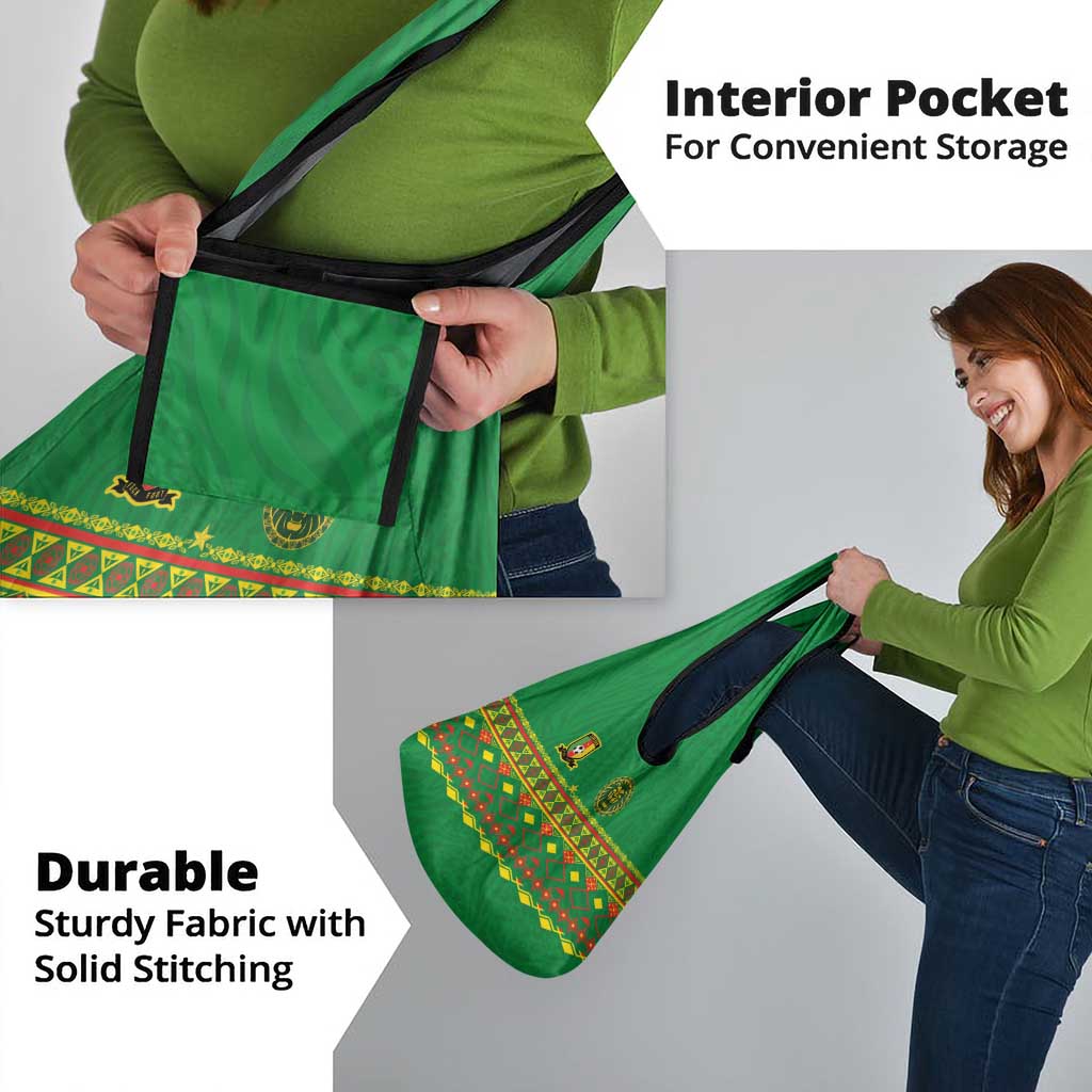 Cameroon Football Grocery Bag Tribal Motifs Green Color - Wonder Print Shop