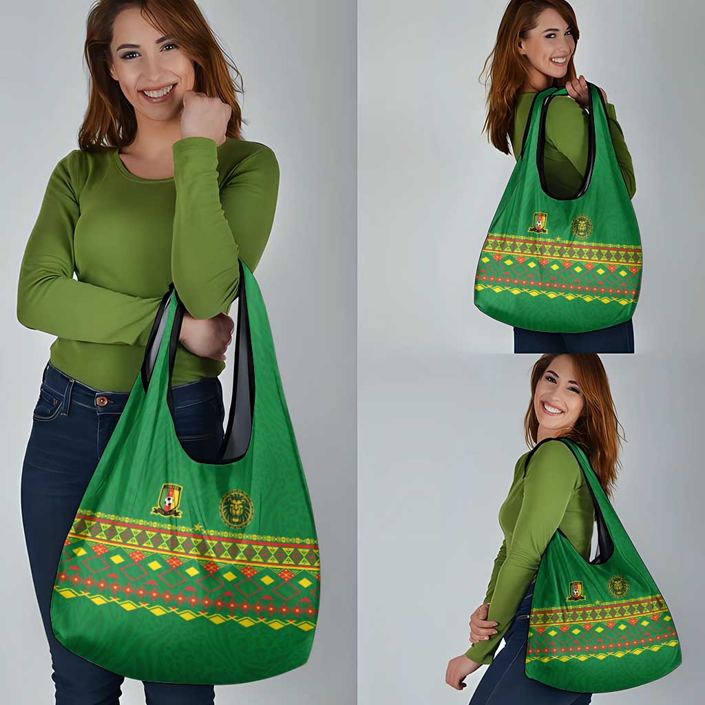 Cameroon Football Grocery Bag Tribal Motifs Green Color - Wonder Print Shop