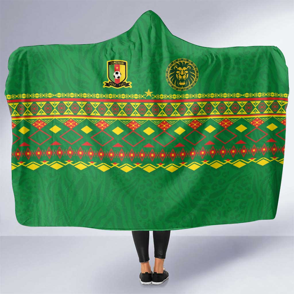 Cameroon Football Hooded Blanket Tribal Motifs Green Color - Wonder Print Shop