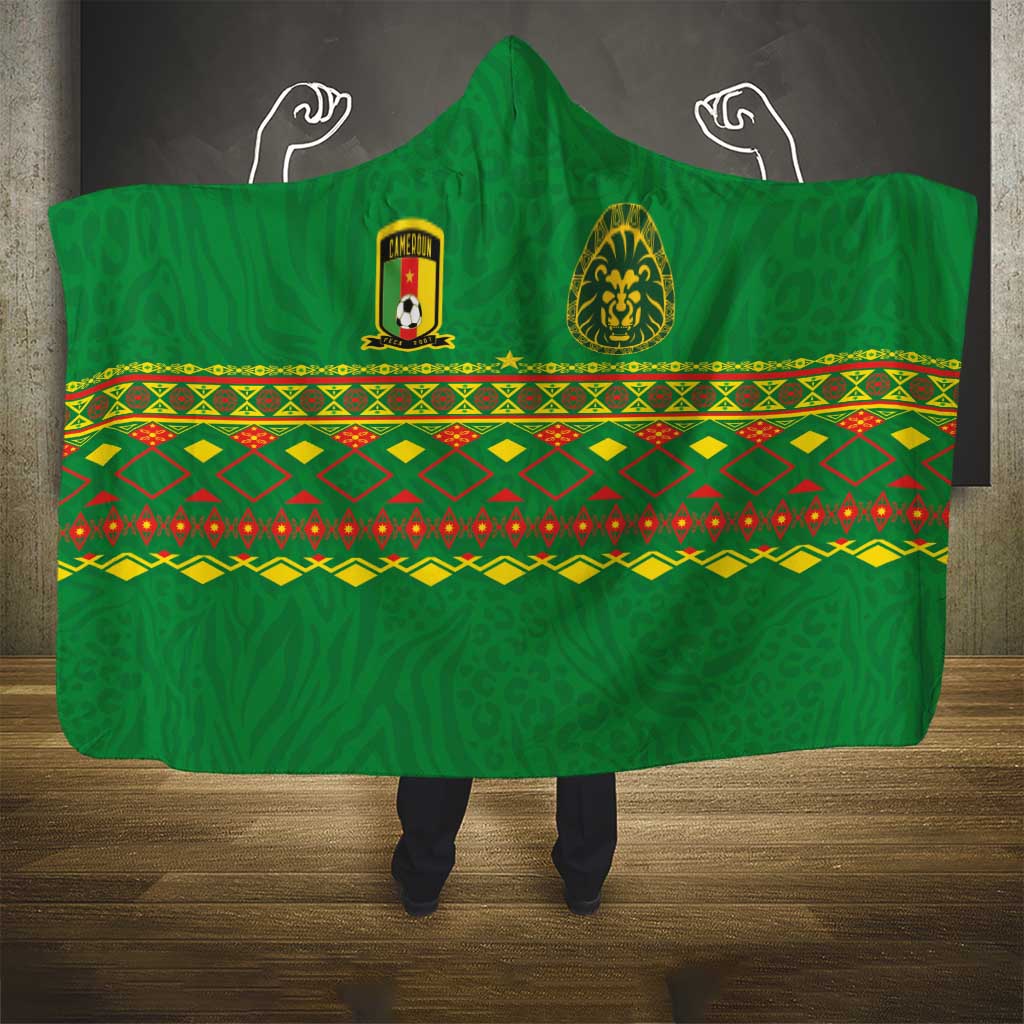 Cameroon Football Hooded Blanket Tribal Motifs Green Color - Wonder Print Shop