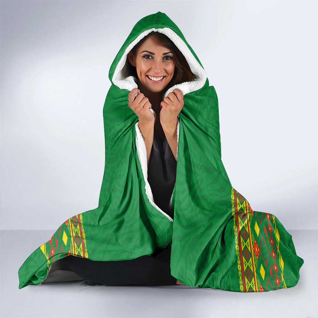 Cameroon Football Hooded Blanket Tribal Motifs Green Color - Wonder Print Shop