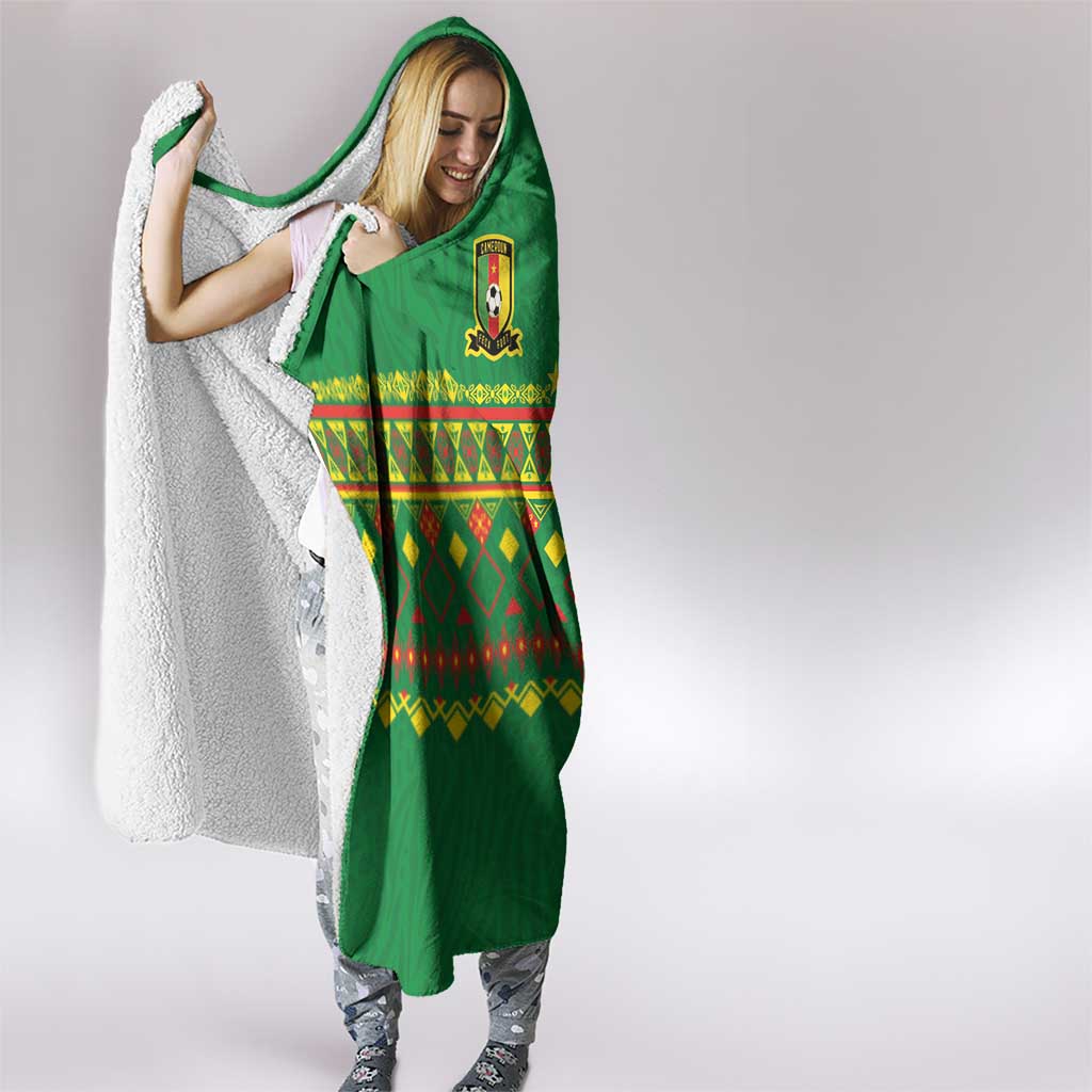 Cameroon Football Hooded Blanket Tribal Motifs Green Color - Wonder Print Shop