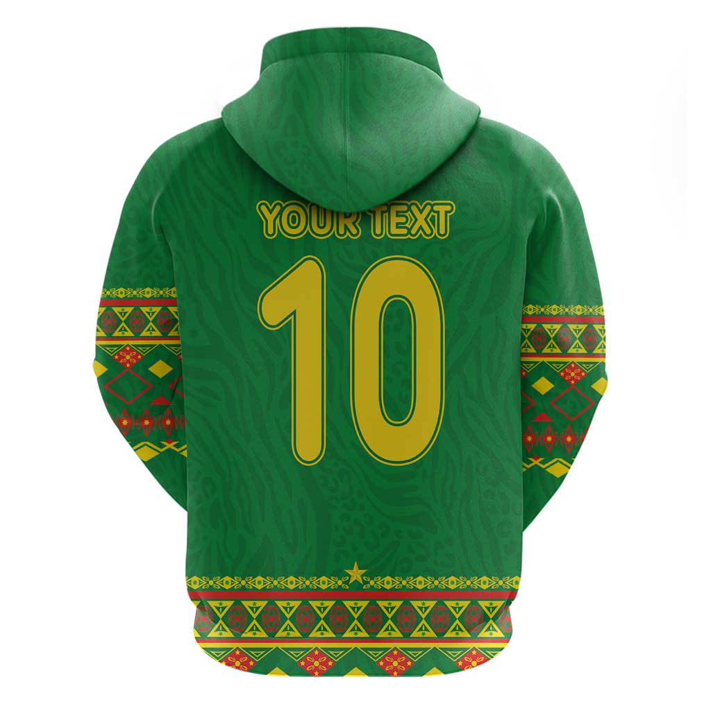 Custom Cameroon Football Hoodie Tribal Motifs Green Color - Wonder Print Shop