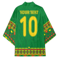 Custom Cameroon Football Kimono Tribal Motifs Green Color - Wonder Print Shop