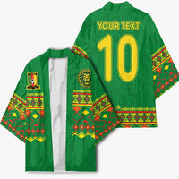 Custom Cameroon Football Kimono Tribal Motifs Green Color - Wonder Print Shop