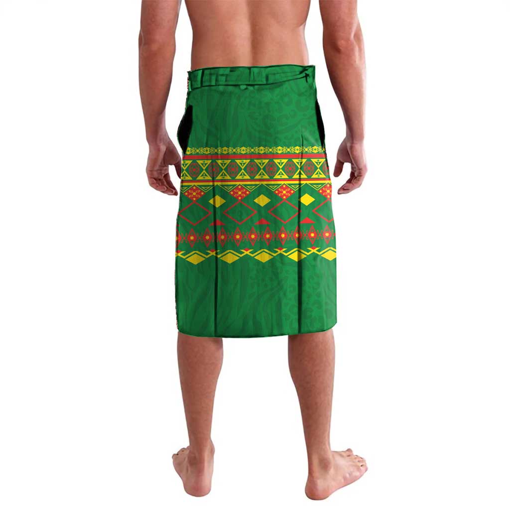 Custom Cameroon Football Lavalava Tribal Motifs Green Color - Wonder Print Shop