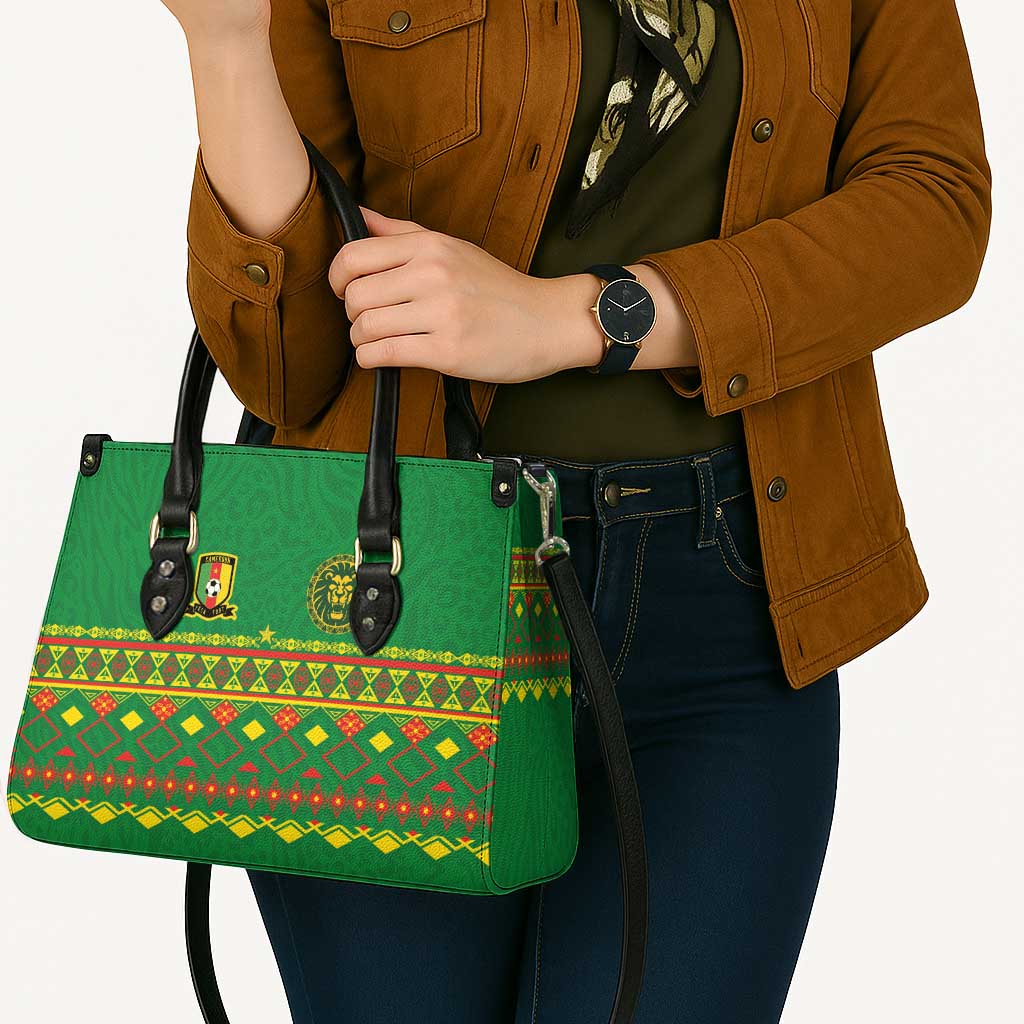 Cameroon Football Leather Bag Tribal Motifs Green Color - Wonder Print Shop