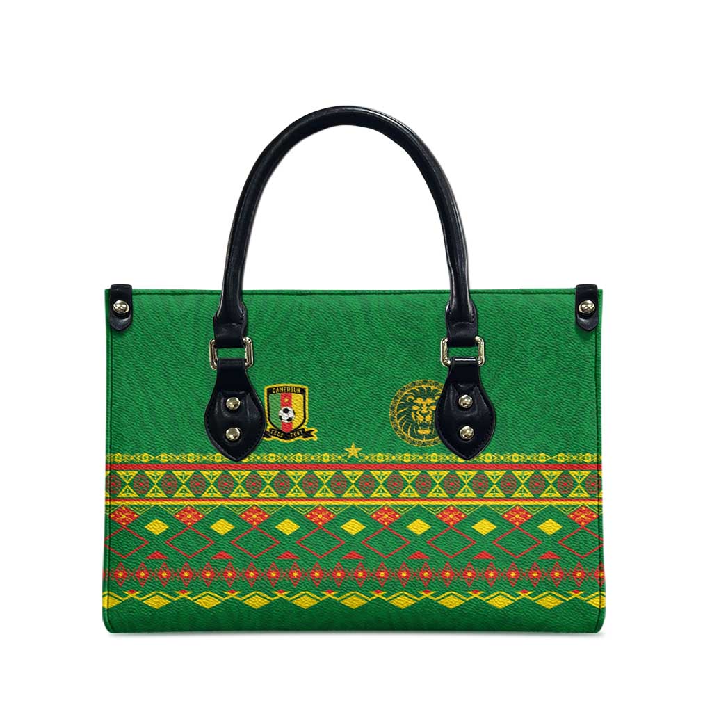 Cameroon Football Leather Bag Tribal Motifs Green Color - Wonder Print Shop