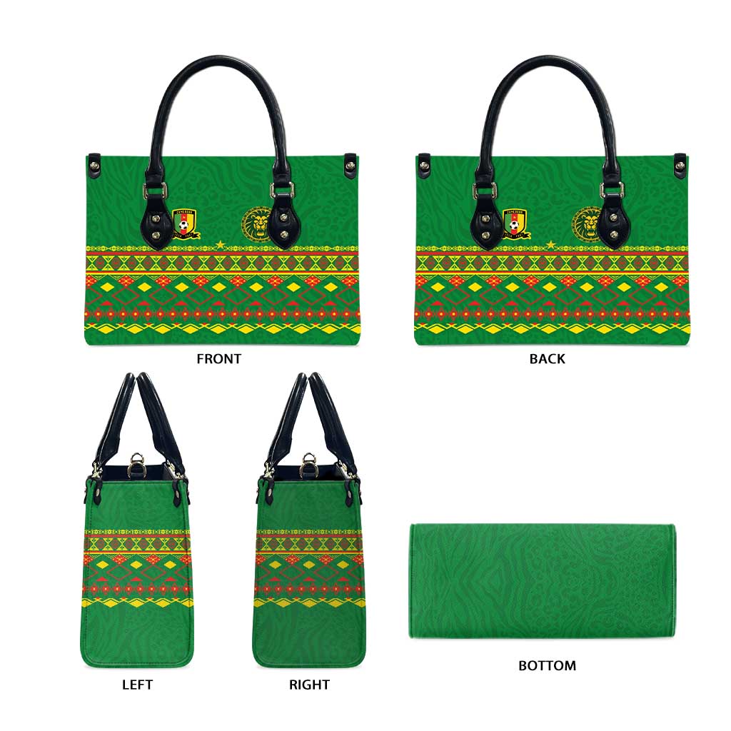 Cameroon Football Leather Bag Tribal Motifs Green Color - Wonder Print Shop