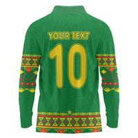 Custom Cameroon Football Long Sleeve Polo Shirt Tribal Motifs Green Color - Wonder Print Shop