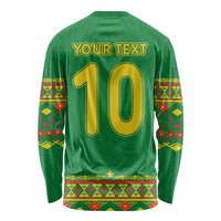 Custom Cameroon Football Long Sleeve Shirt Tribal Motifs Green Color - Wonder Print Shop