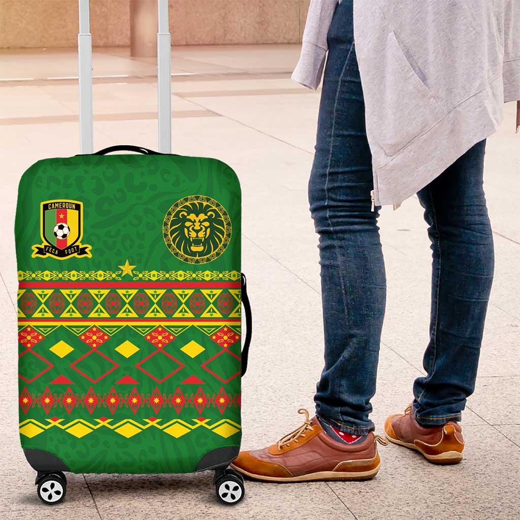 Cameroon Football Luggage Cover Tribal Motifs Green Color - Wonder Print Shop