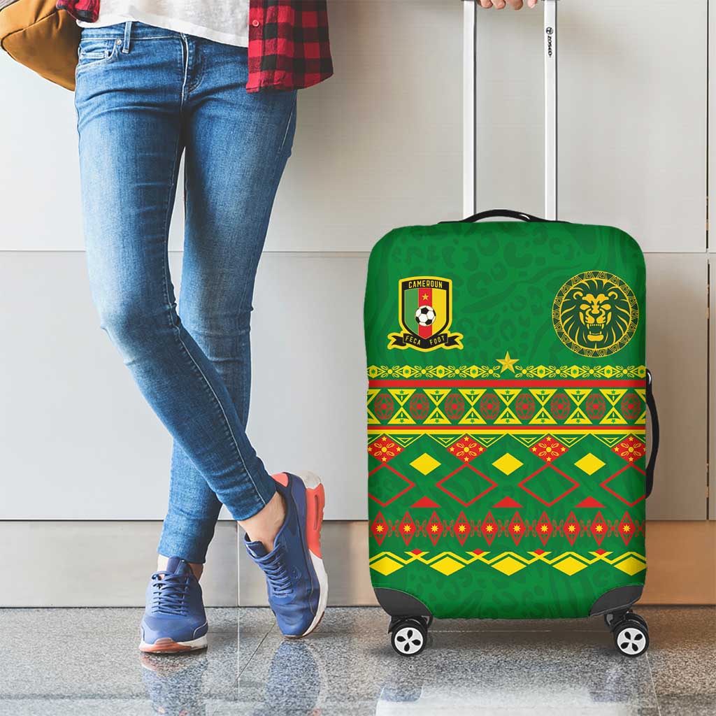 Cameroon Football Luggage Cover Tribal Motifs Green Color - Wonder Print Shop