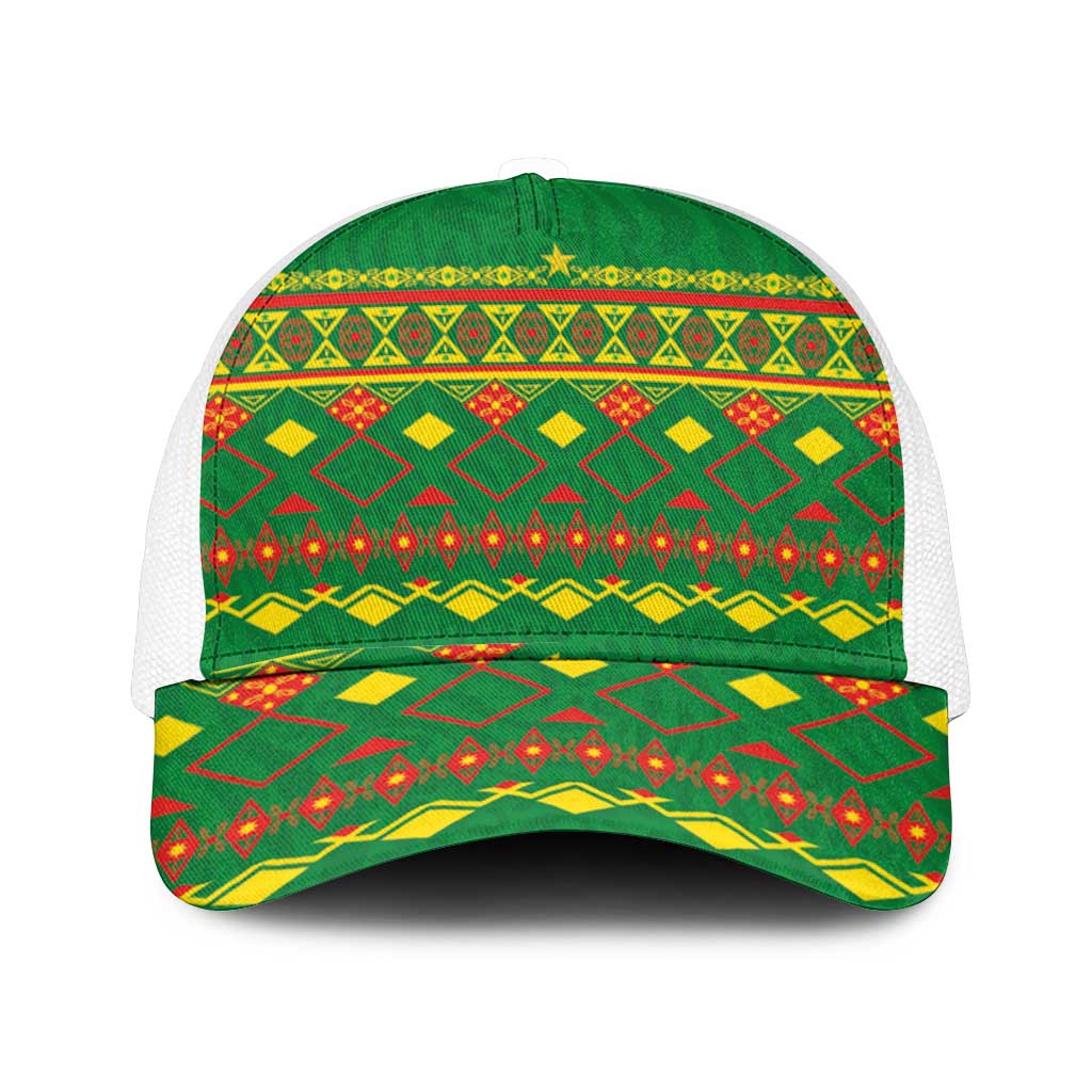 Cameroon Football Mesh Trucker Cap Tribal Motifs Green Color - Wonder Print Shop