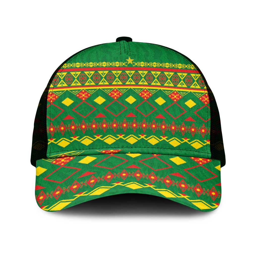 Cameroon Football Mesh Trucker Cap Tribal Motifs Green Color - Wonder Print Shop