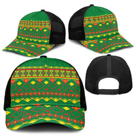 Cameroon Football Mesh Trucker Cap Tribal Motifs Green Color - Wonder Print Shop