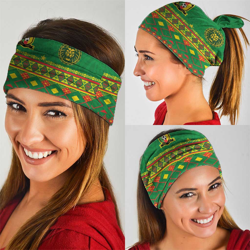 Cameroon Football Neck Gaiter Tribal Motifs Green Color - Wonder Print Shop