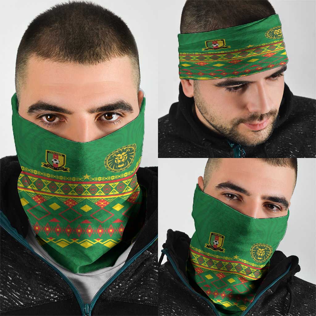 Cameroon Football Neck Gaiter Tribal Motifs Green Color - Wonder Print Shop