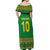 Custom Cameroon Football Off Shoulder Maxi Dress Tribal Motifs Green Color - Wonder Print Shop