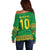 Custom Cameroon Football Off Shoulder Sweater Tribal Motifs Green Color - Wonder Print Shop