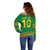 Custom Cameroon Football Off Shoulder Sweater Tribal Motifs Green Color - Wonder Print Shop