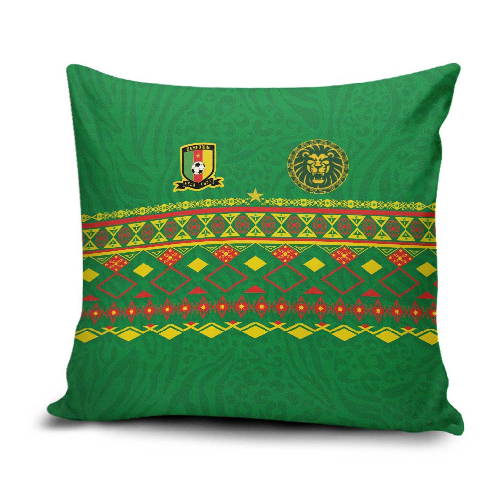 Cameroon Football Pillow Cover Tribal Motifs Green Color - Wonder Print Shop