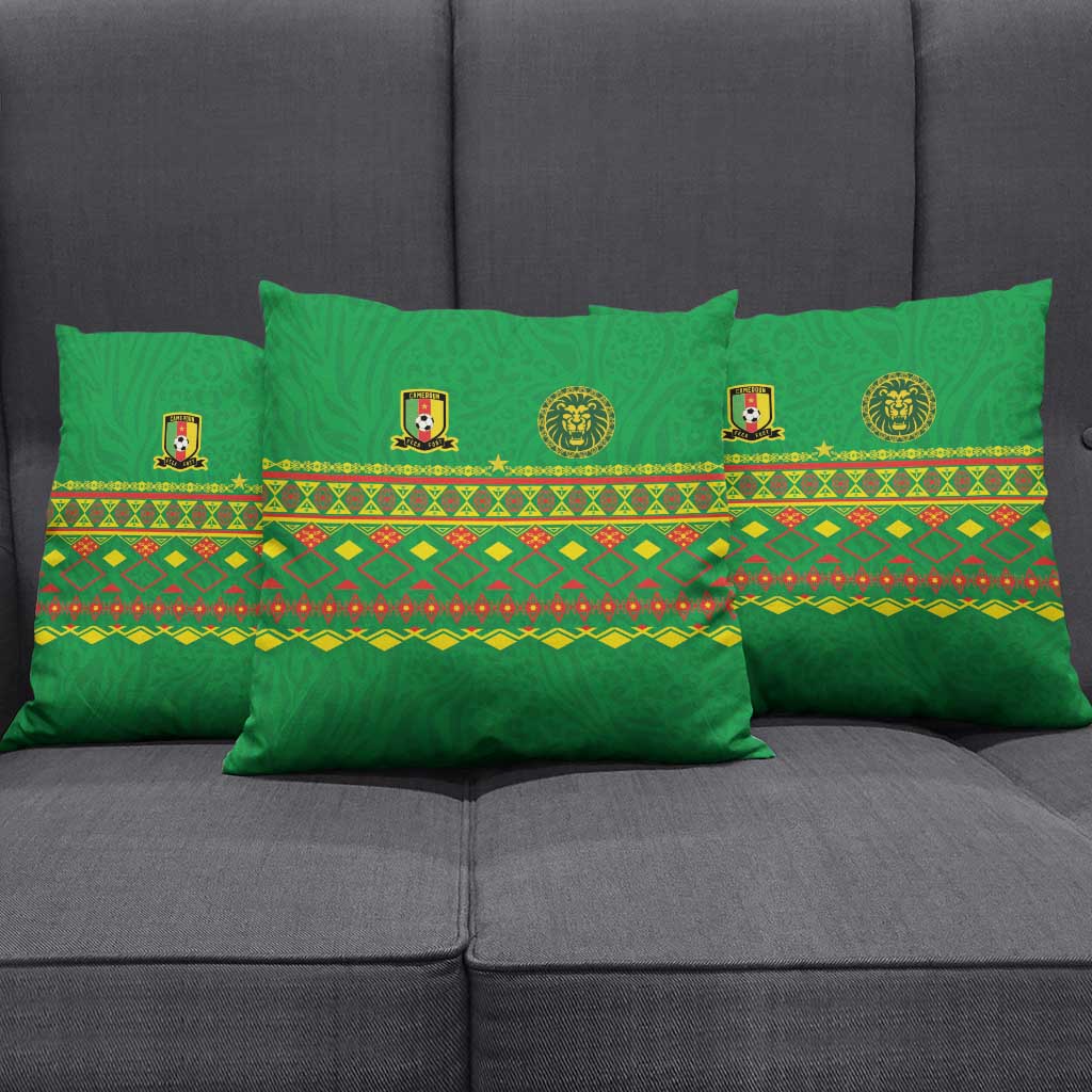 Cameroon Football Pillow Cover Tribal Motifs Green Color - Wonder Print Shop