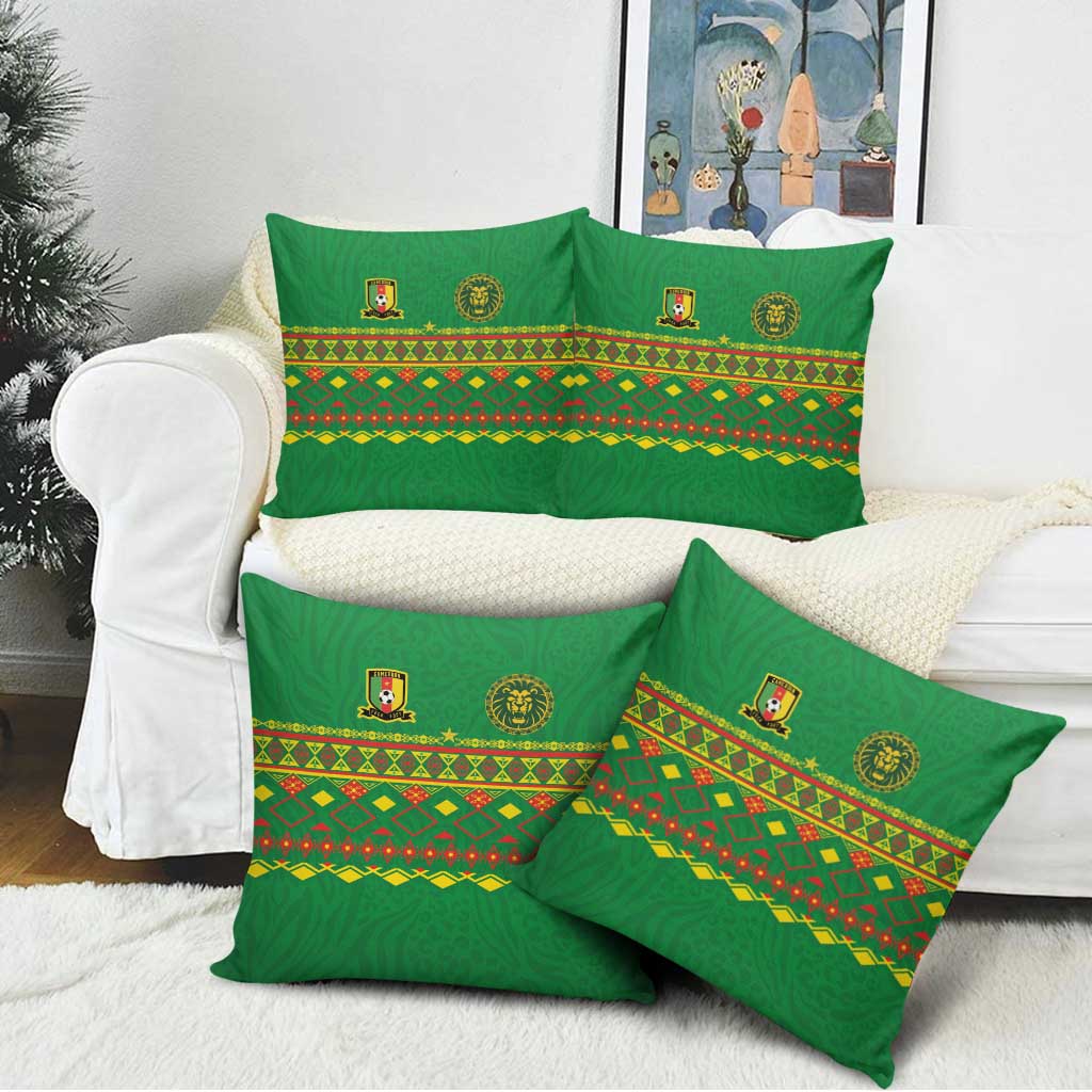 Cameroon Football Pillow Cover Tribal Motifs Green Color - Wonder Print Shop
