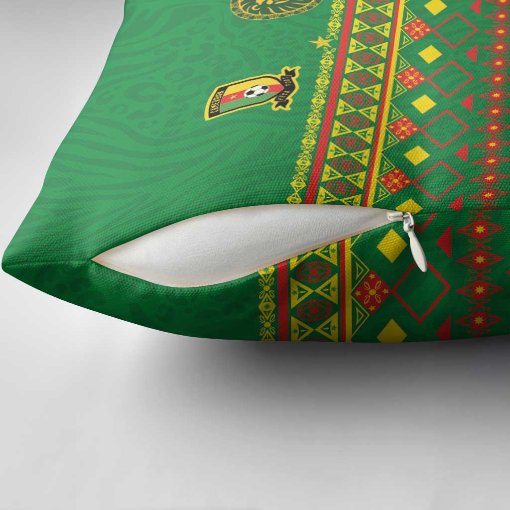 Cameroon Football Pillow Cover Tribal Motifs Green Color - Wonder Print Shop