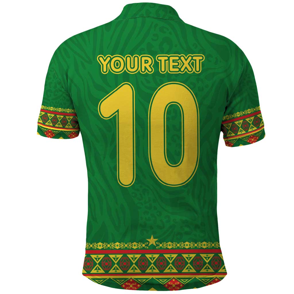 Custom Cameroon Football Polo Shirt Tribal Motifs Green Color - Wonder Print Shop