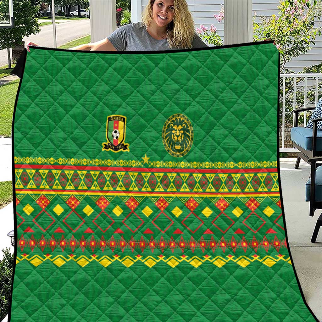 Cameroon Football Quilt Tribal Motifs Green Color - Wonder Print Shop