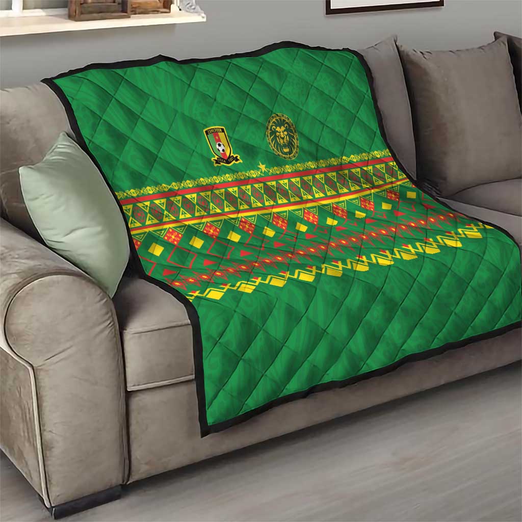 Cameroon Football Quilt Tribal Motifs Green Color - Wonder Print Shop