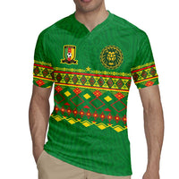 Custom Cameroon Football Rugby Jersey Tribal Motifs Green Color - Wonder Print Shop