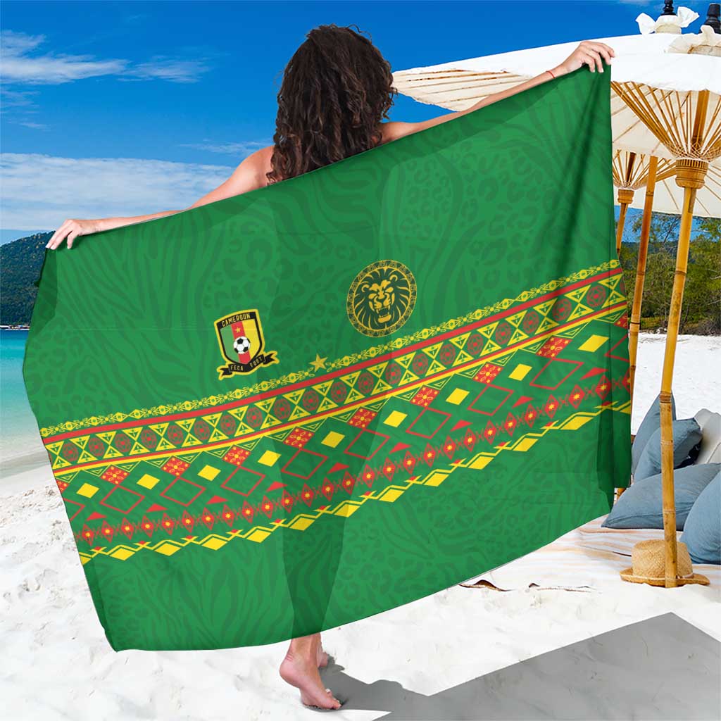 Cameroon Football Sarong Tribal Motifs Green Color - Wonder Print Shop
