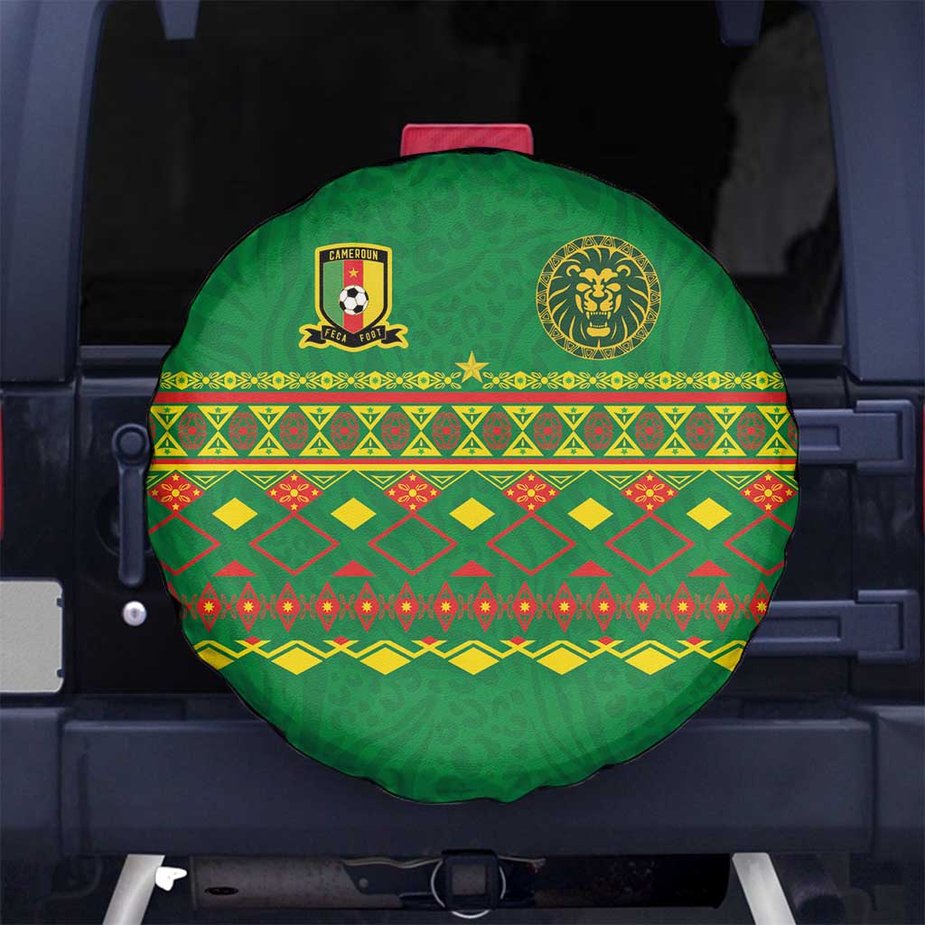 Cameroon Football Spare Tire Cover Tribal Motifs Green Color - Wonder Print Shop