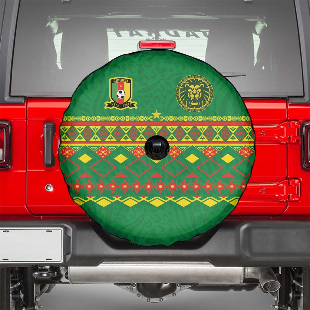 Cameroon Football Spare Tire Cover Tribal Motifs Green Color - Wonder Print Shop