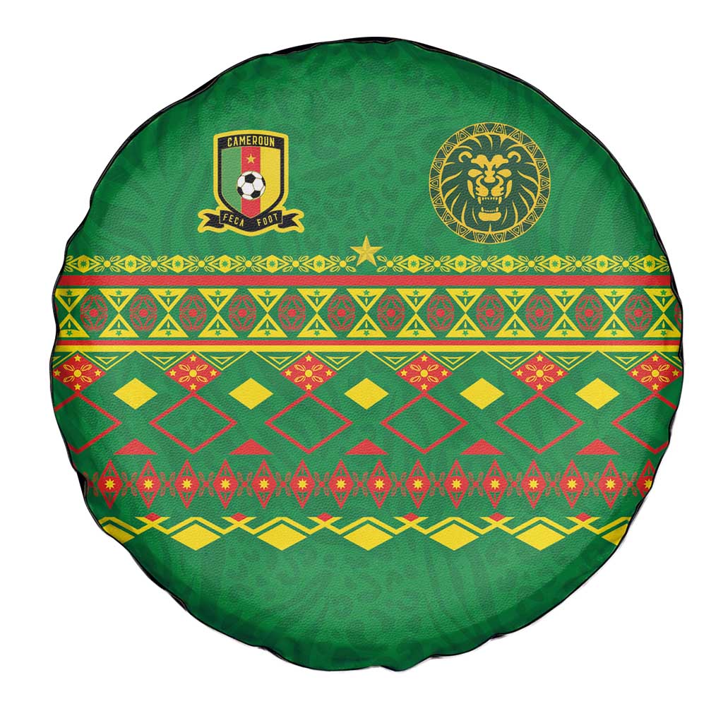 Cameroon Football Spare Tire Cover Tribal Motifs Green Color - Wonder Print Shop