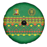 Cameroon Football Spare Tire Cover Tribal Motifs Green Color - Wonder Print Shop