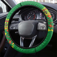 Cameroon Football Steering Wheel Cover Tribal Motifs Green Color - Wonder Print Shop