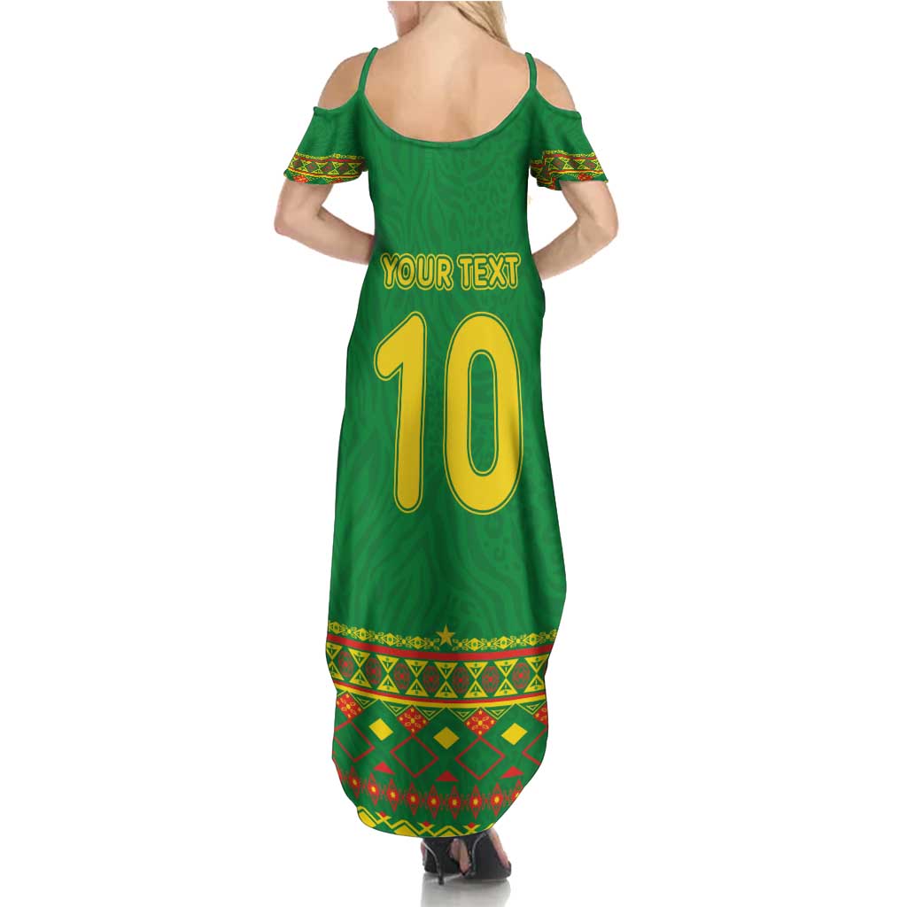 Custom Cameroon Football Summer Maxi Dress Tribal Motifs Green Color - Wonder Print Shop
