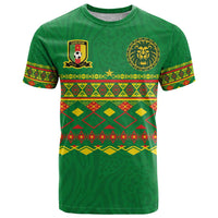 Custom Cameroon Football T Shirt Tribal Motifs Green Color - Wonder Print Shop