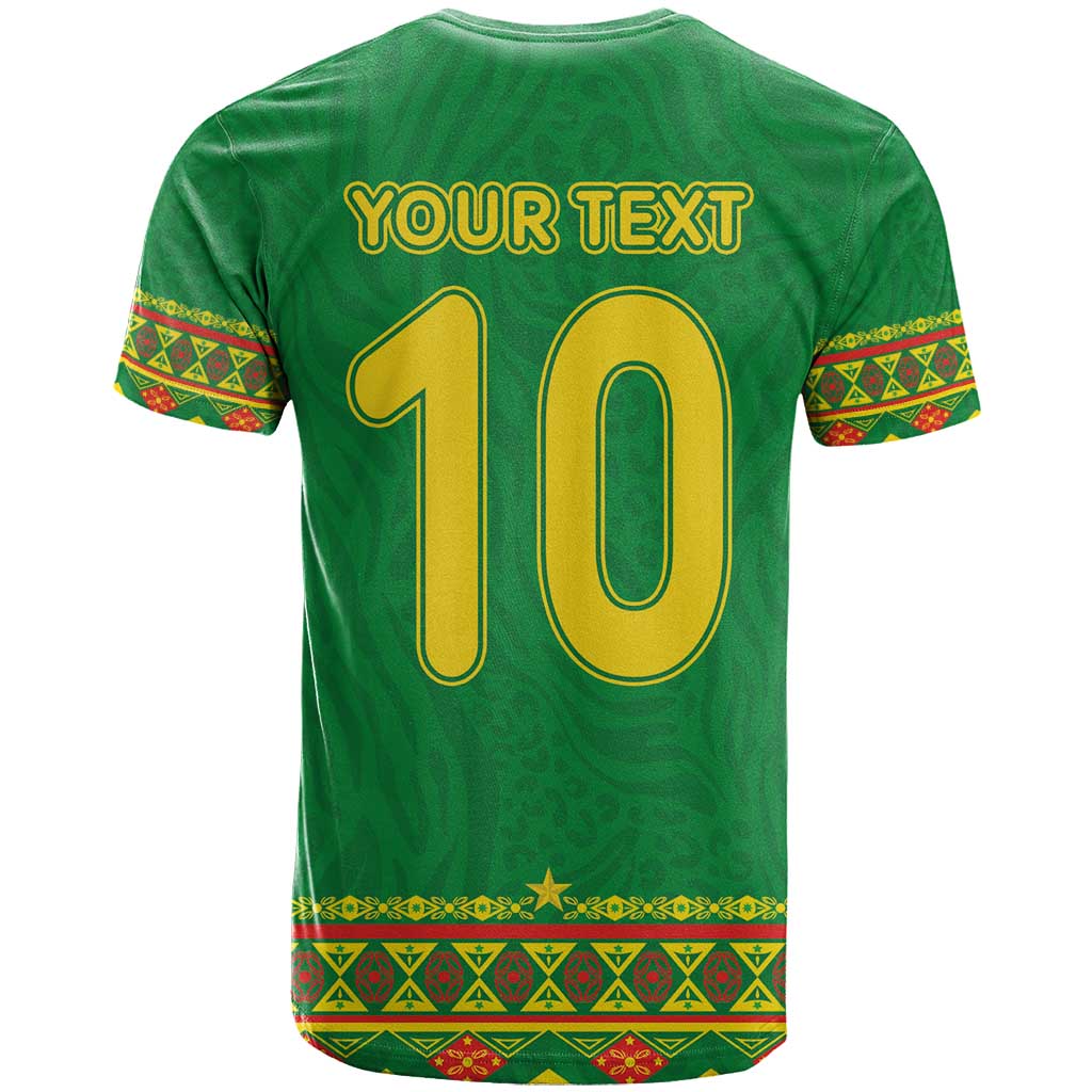 Custom Cameroon Football T Shirt Tribal Motifs Green Color - Wonder Print Shop