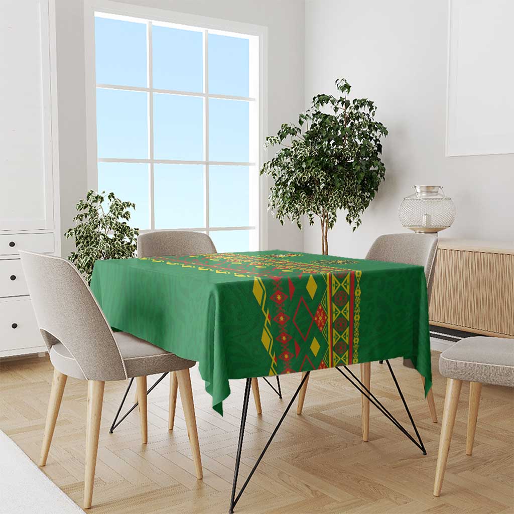 Cameroon Football Tablecloth Tribal Motifs Green Color - Wonder Print Shop